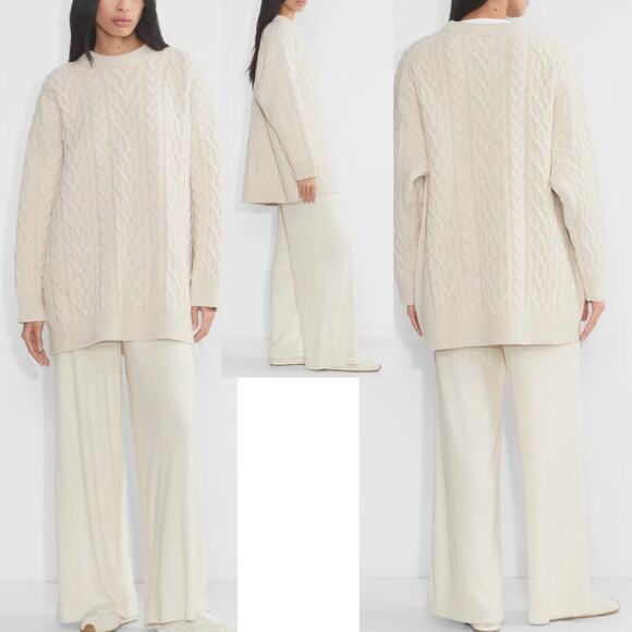 SOLD---ARITZIA The Group Cable Knit Wool Sweater Scandi Minimalist Old Money - Picture 3 of 10